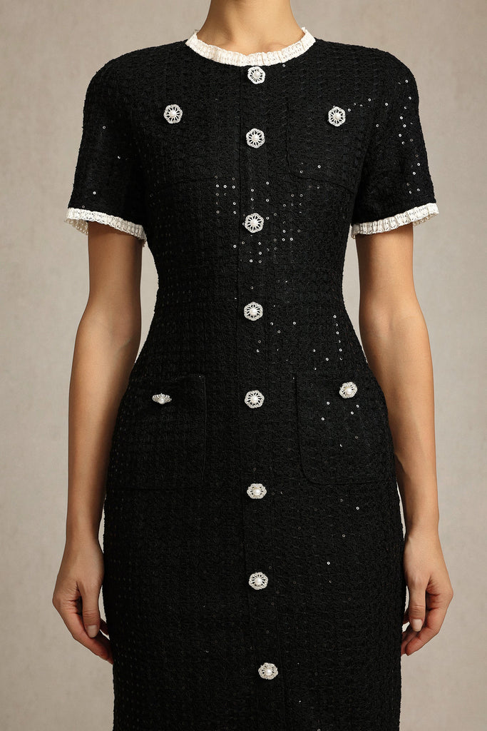 jennifer Round Neck Short Sleeves Midii Dress - Stylish beautiful dress for special occasions | Buy Online