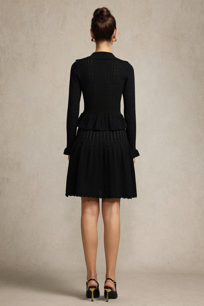 Shop  black dress - Perfect for special occasions | laurel Long Sleeves Folds Black Mini Dress