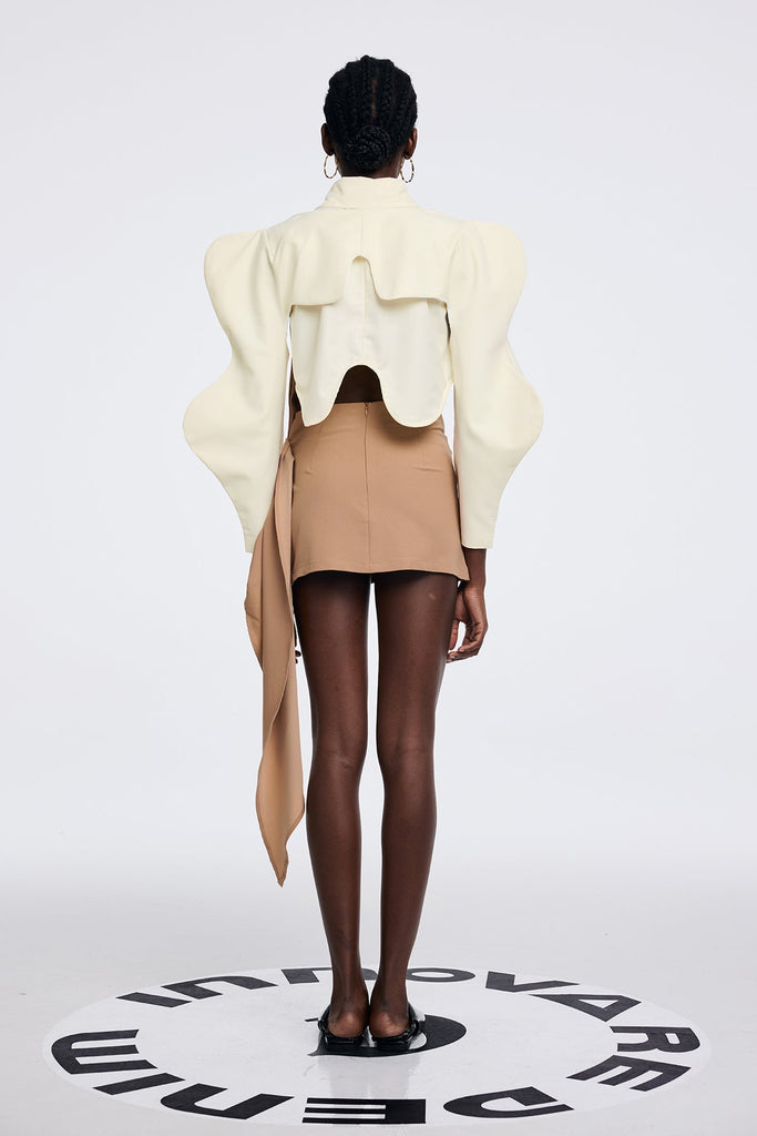 Aparicion Ruch Bow Fringe Skirt In Khaki - Stylish beautiful dress for special occasions | Buy Online