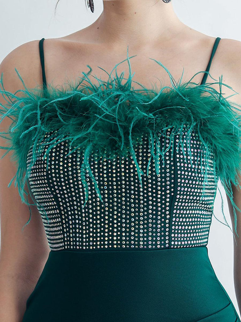 Shop  beautiful dress - Perfect for formal | Feather Spaghetti Rhinestone Formal Dress