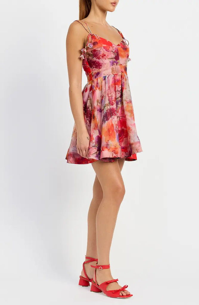 Shop  red dress - Perfect for special occasions | Red Multi Floral Tie Strap Mini Dress