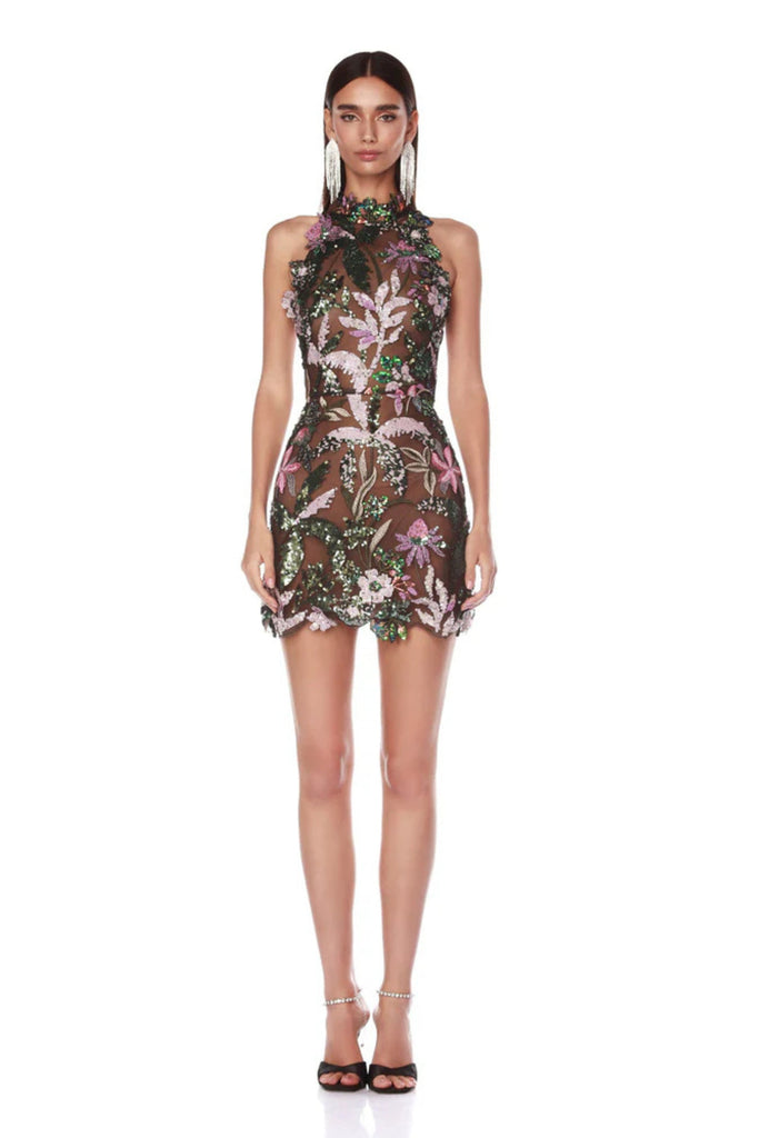 Stylish red dress | meredith EMBROIDERED MINI DRESS - Ideal for special occasions