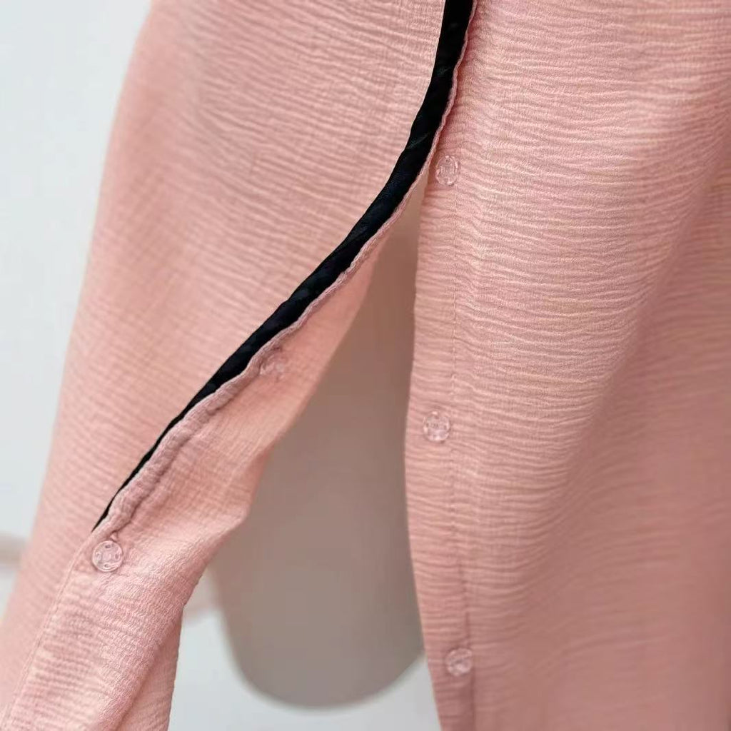 Shop  pink dress - Perfect for special occasions | kimberley layer trim chiffon shirt mini dress in pink