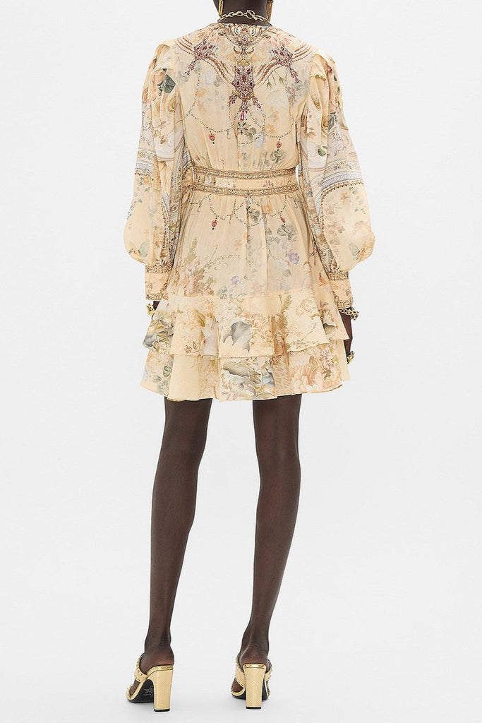 Shop  beautiful dress - Perfect for special occasions | multicolor floral print v-neckline silk layer mini dress