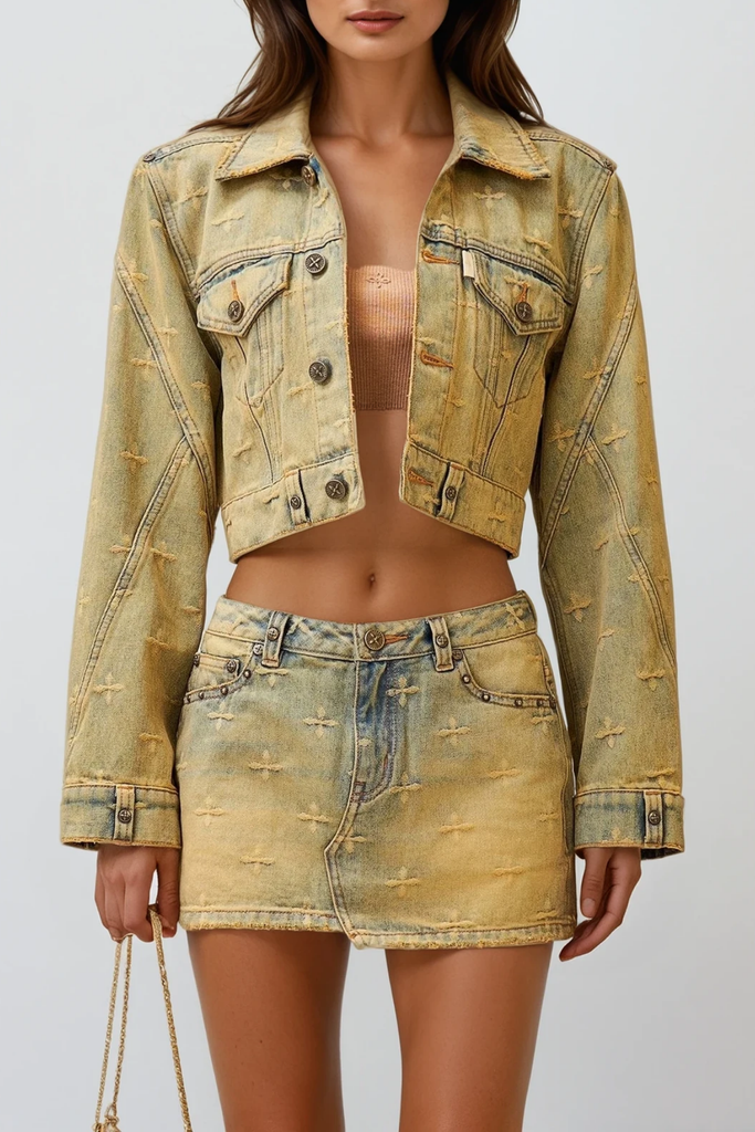 Stylish beautiful dress | Dauid Print Hayley Denim Skirt Set - Ideal for special occasions