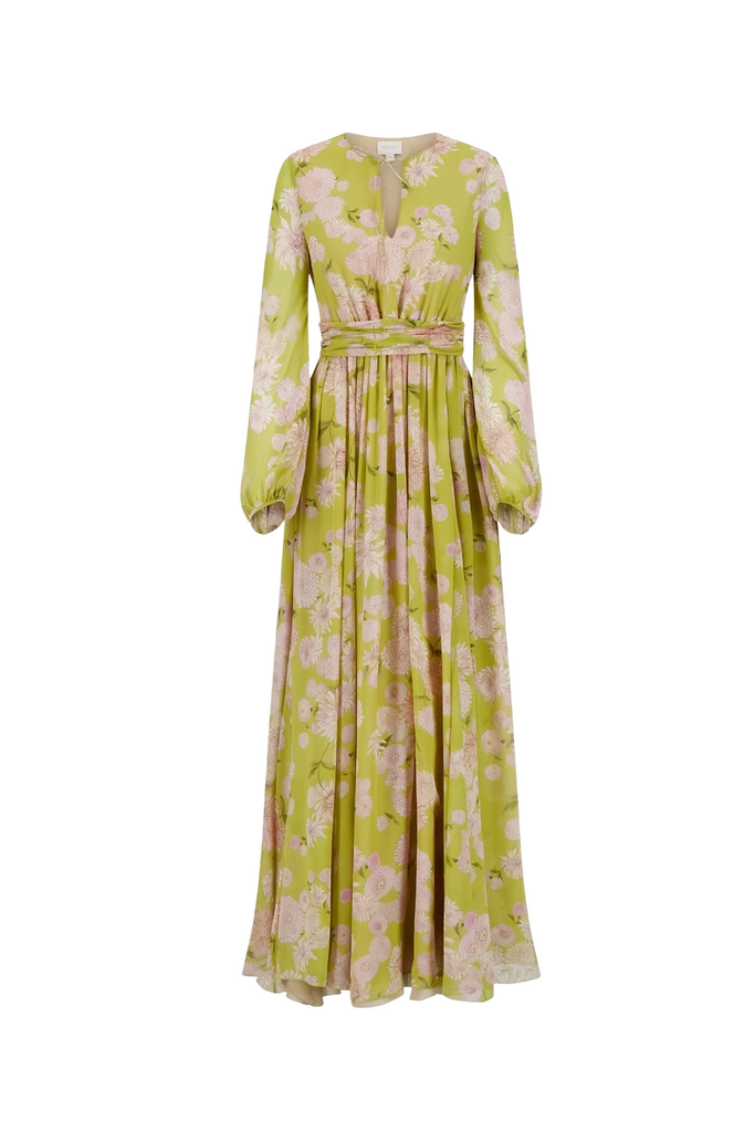 selena floral lace up puff sleeve maxi dress - Stylish beautiful dress for special occasions | Buy Online