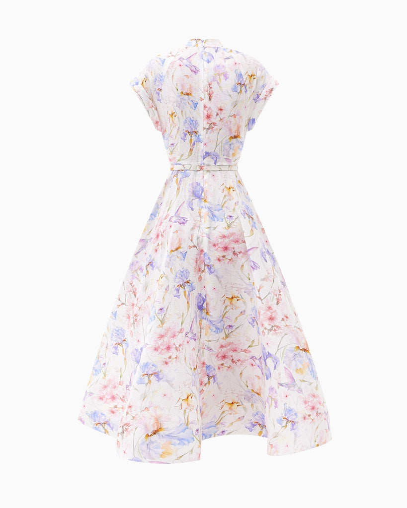 multicolor floral print a-line midi dress - Stylish beautiful dress for special occasions | Buy Online