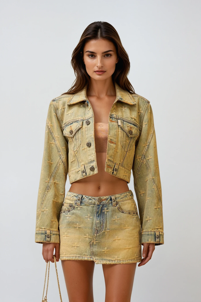 Dauid Print Hayley Denim Skirt Set - Stylish beautiful dress for special occasions | Buy Online