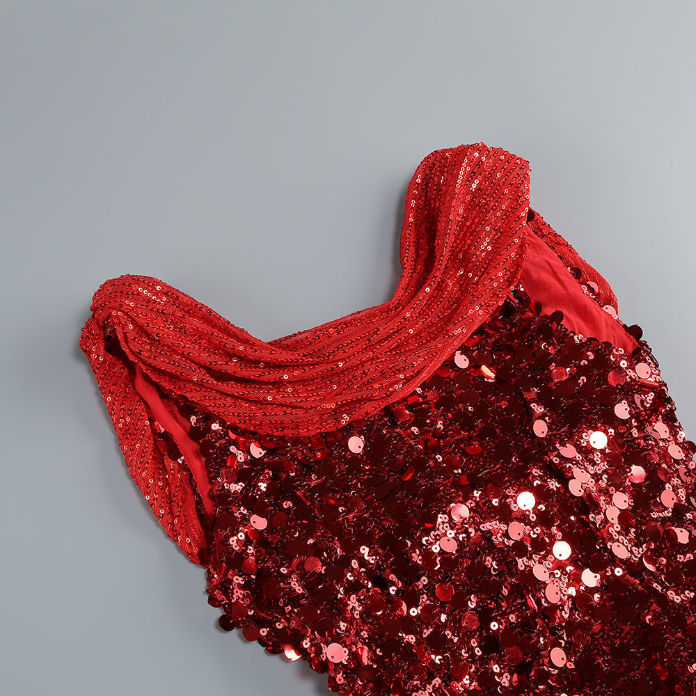Stylish red dress | sleeveless sequin maxi dress in red - Ideal for special occasions