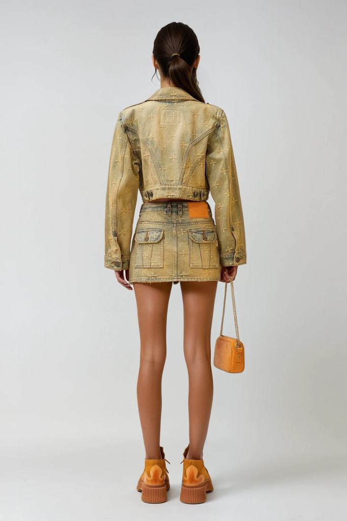 Stylish beautiful dress | Dauid Print Hayley Denim Skirt Set - Ideal for special occasions