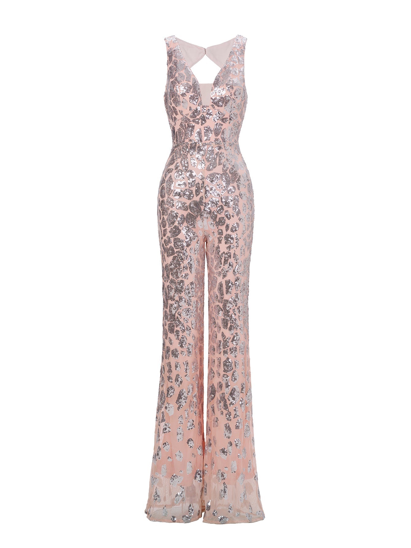 Sleeveless Cutout Sequin Jumpsuits