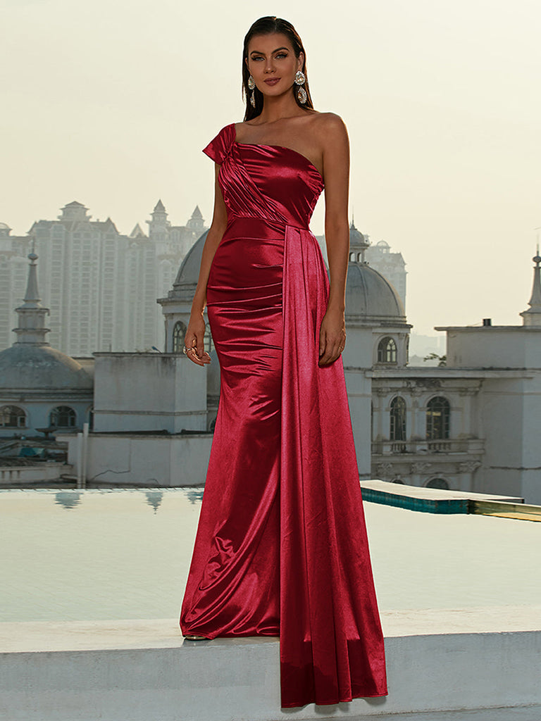 Shop  beautiful dress - Perfect for special occasions | Ruched One Shoulder Draped Satin Dress