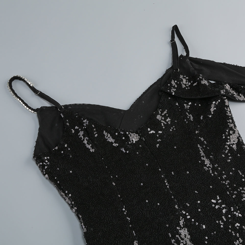 sequin strap maxi dress in black - Stylish black dress for special occasions | Buy Online
