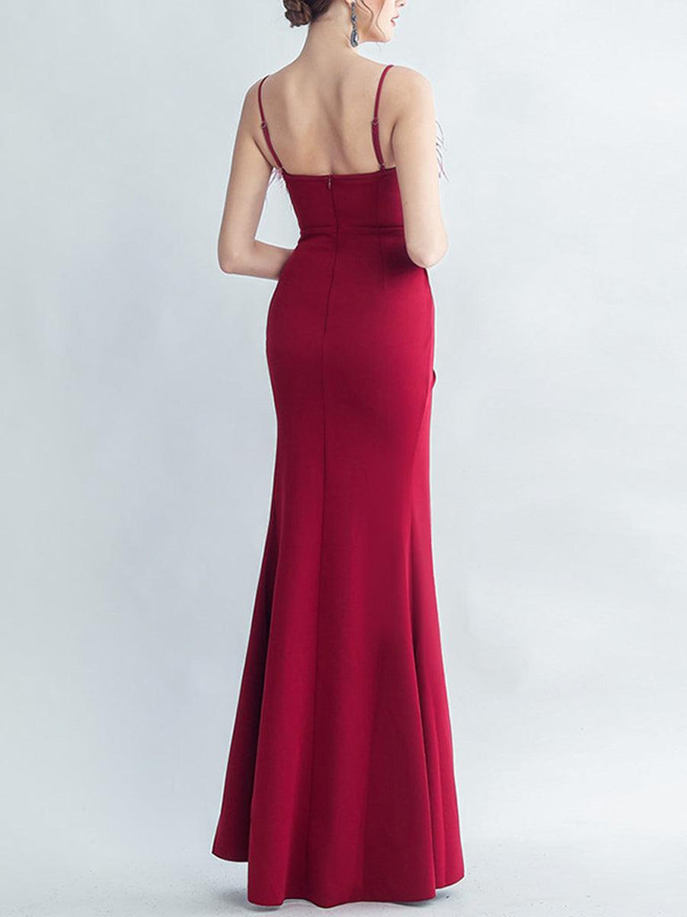 Shop  beautiful dress - Perfect for formal | Feather Spaghetti Rhinestone Formal Dress