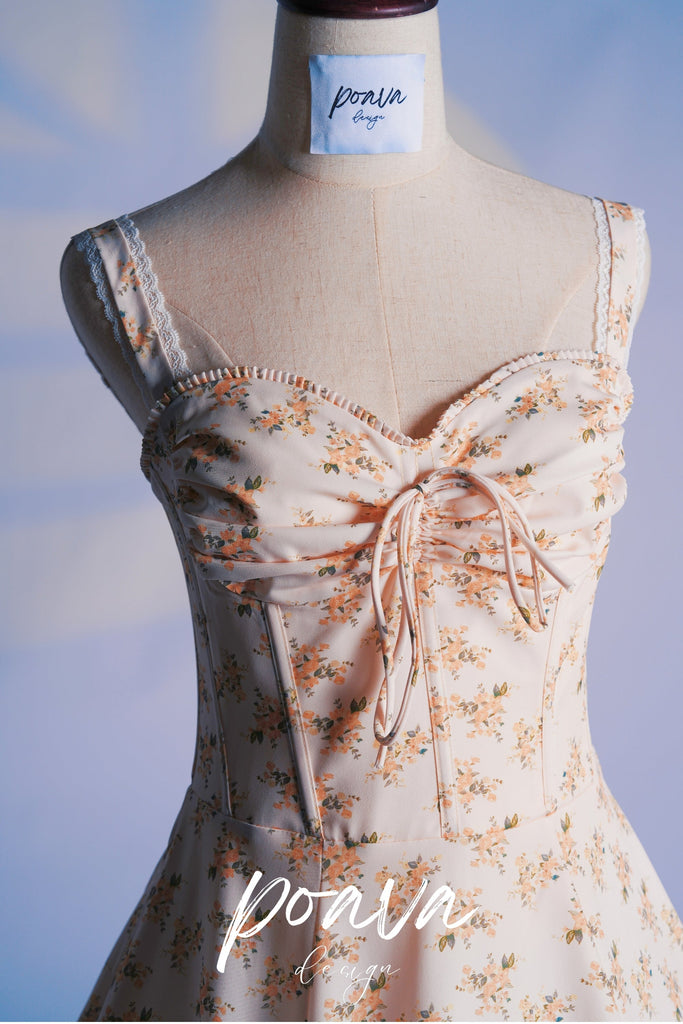 Shop  white dress - Perfect for special occasions | WHITE VINTAGE FLORAL PRINT COTTON BUSTIER SUNDRESS 