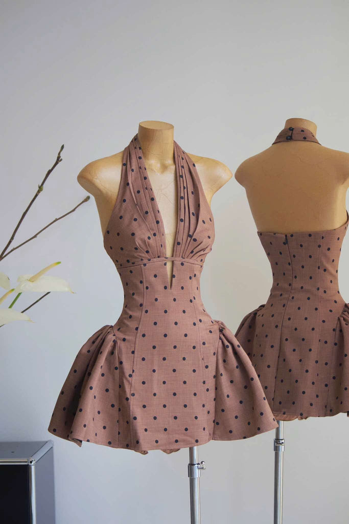 Tiffany Plunge Dot Mini Dress - Stylish beautiful dress for special occasions | Buy Online