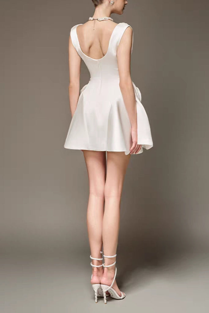 Stylish beautiful dress | 3d flower Pleated Sleeveless Mini Dress - Ideal for special occasions