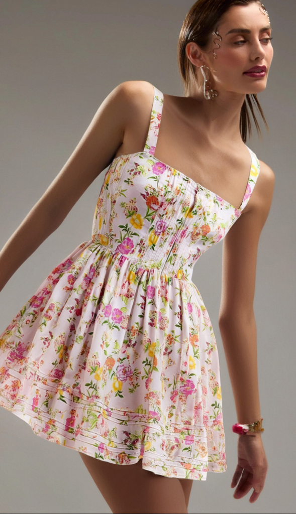 Stylish beautiful dress | FLORAL PRINTED COTTON MINI DRESS - Ideal for special occasions