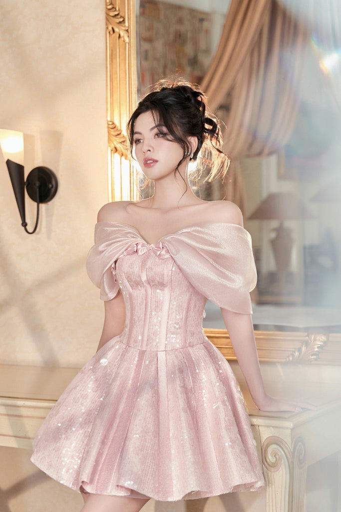 Shop  pink dress - Perfect for special occasions | juliet STRAPLESS SEQUIN MINI DRESS IN PINK