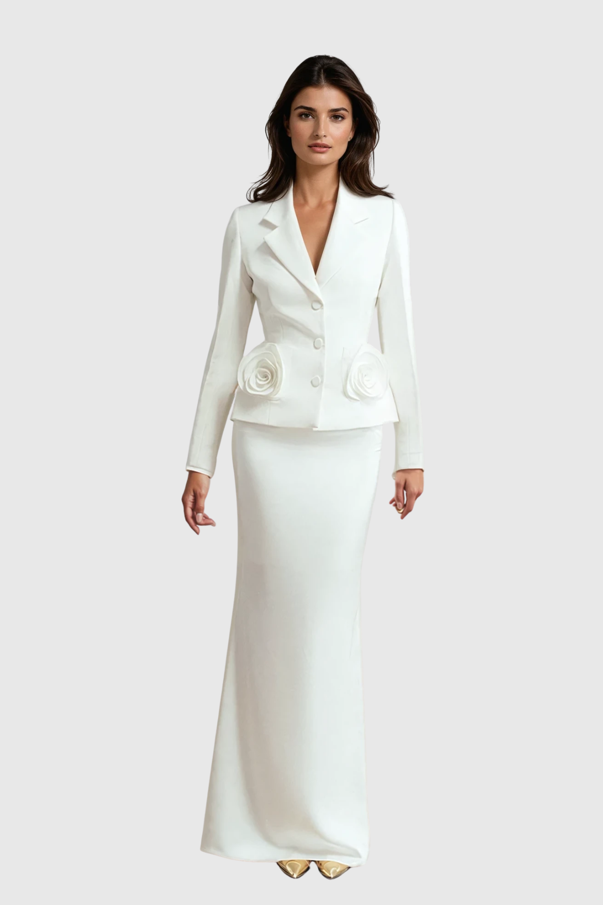 Davena Flower Lapel Skirt Set