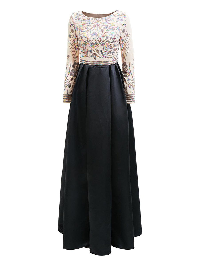 Formal black gown | Formal A-Line Satin Panel Black Ball Gown - Ideal for formal