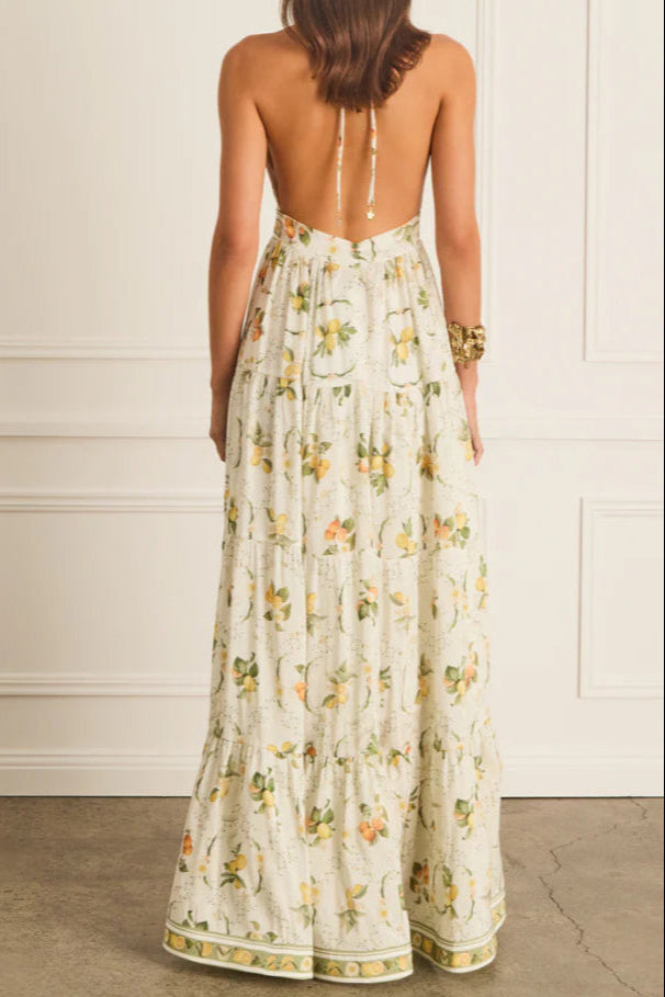 Shop  yellow dress - Perfect for special occasions | Valencia Jacinta floral print Maxi Dress in yellow