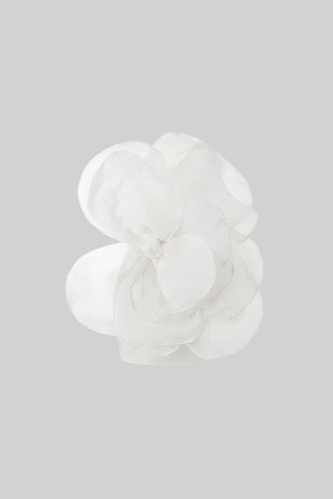 bonnie 3D Voluminous Organza Floral Mini Dress - White - Stylish white dress for special occasions | Buy Online