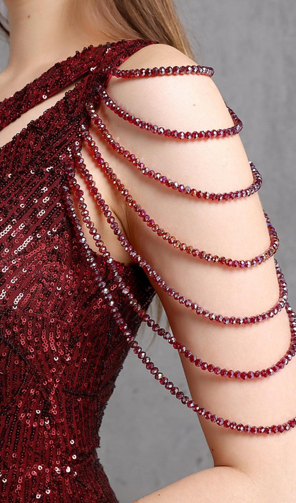 RED CUTOUT SEQUIN MAXI DRESS - Stylish red dress for special occasions | Buy Online