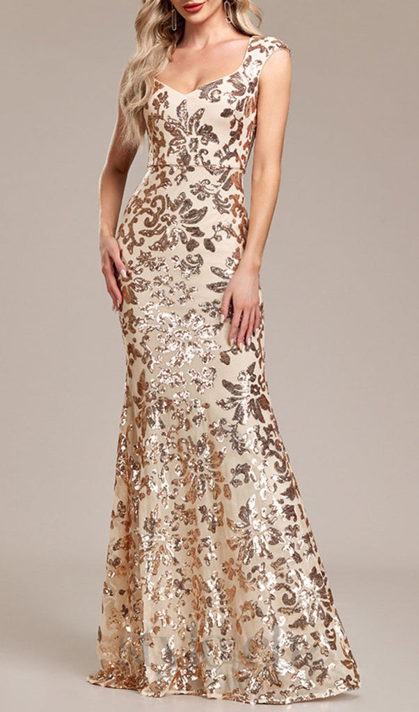 ARZILLA SEQUIN GOWN IN GOLD - Stylish beautiful gown for special occasions | Buy Online