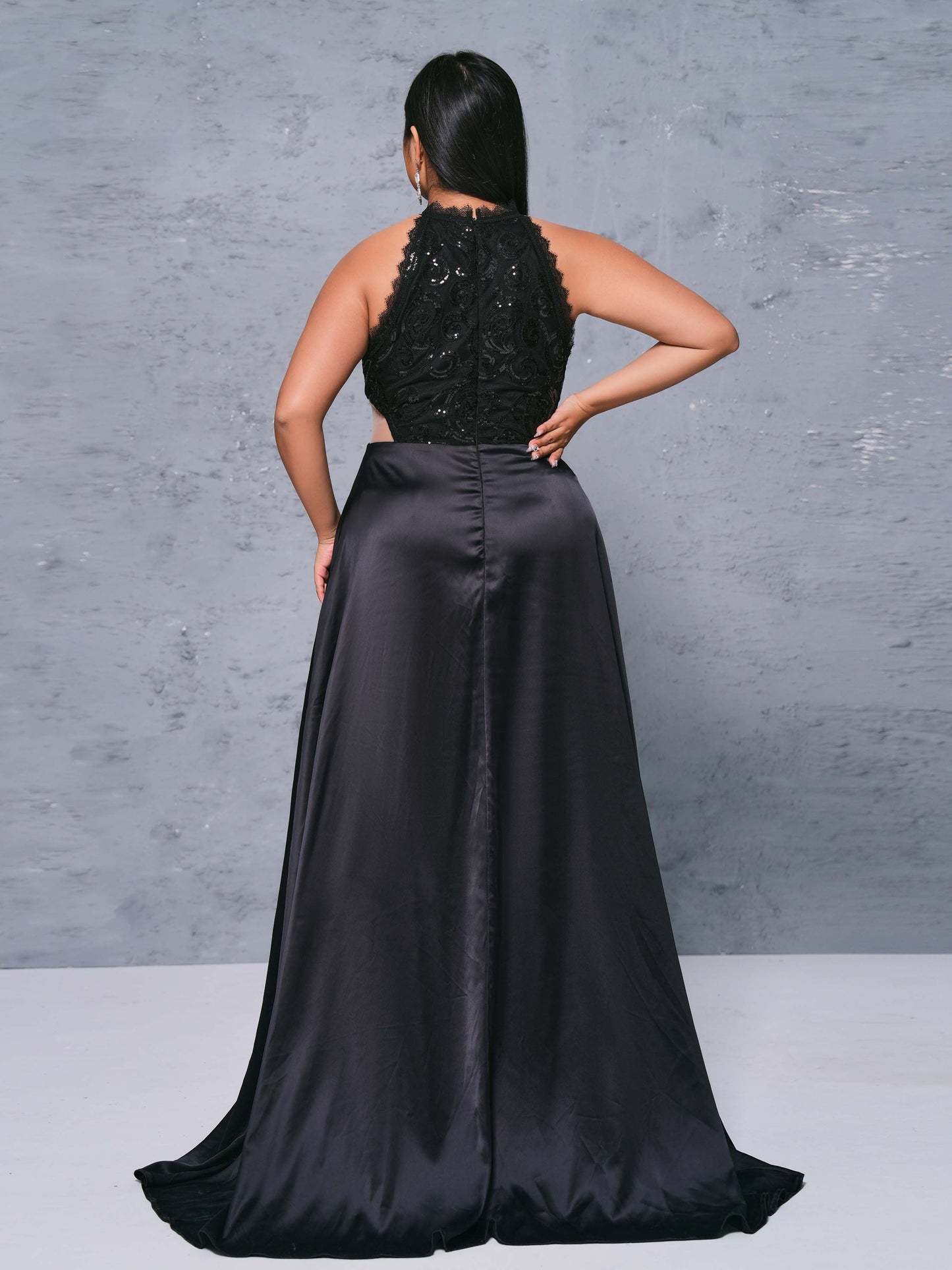 Plus Size Cutout Halter Split Dress