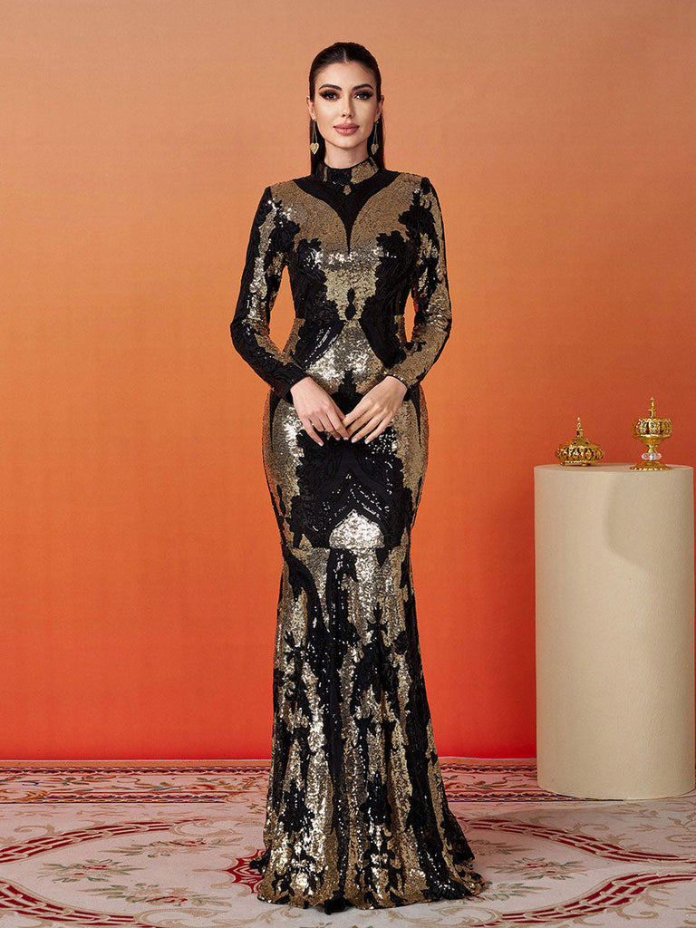 Shop  beautiful dress - Perfect for special occasions | Stand Collar Sequin Prom Dress