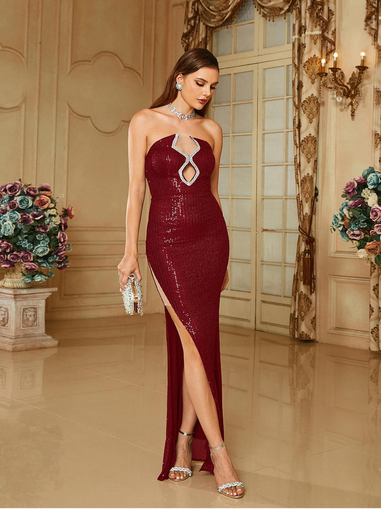 Stylish beautiful dress | Strapless Backless Cutout Split Off Shoulder Mermaid Prom Dress - Ideal for special occasions