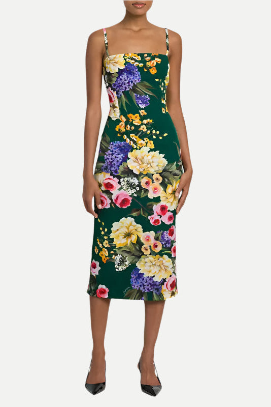 Shop  green dress - Perfect for special occasions | floral print sheath midi dress in green