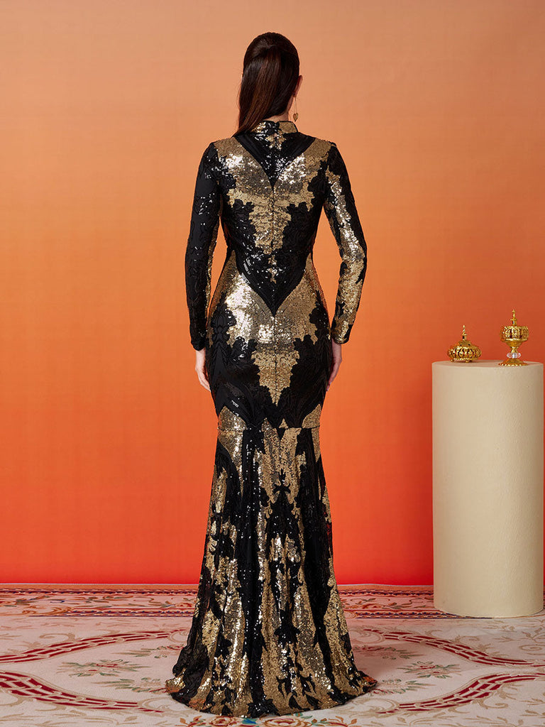 Shop  beautiful dress - Perfect for special occasions | Stand Collar Sequin Prom Dress