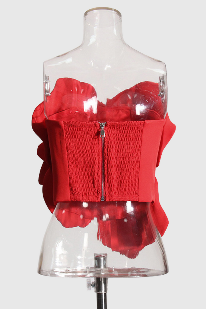 Stylish red dress | Amiri Flower Off Shoulder Top In Red - Ideal for special occasions