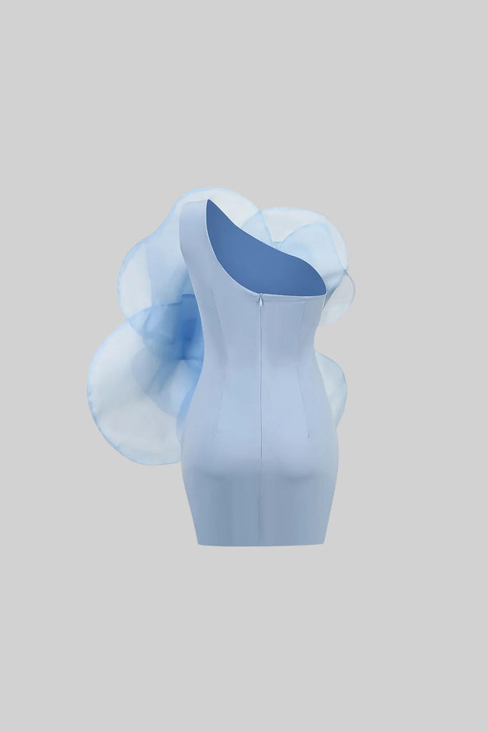 Shop  blue dress - Perfect for special occasions | bonnie 3D Voluminous Organza Floral Mini Dress - Blue