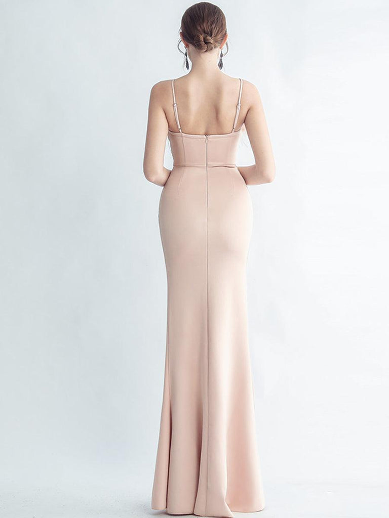 Formal beautiful dress | Feather Spaghetti Rhinestone Formal Dress - Ideal for formal