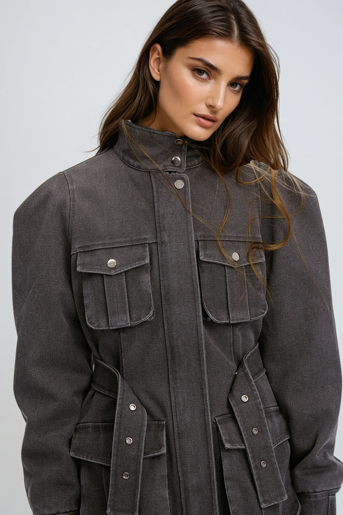 Stylish beautiful dress | Davi Pocket Denim Jacket - Ideal for special occasions