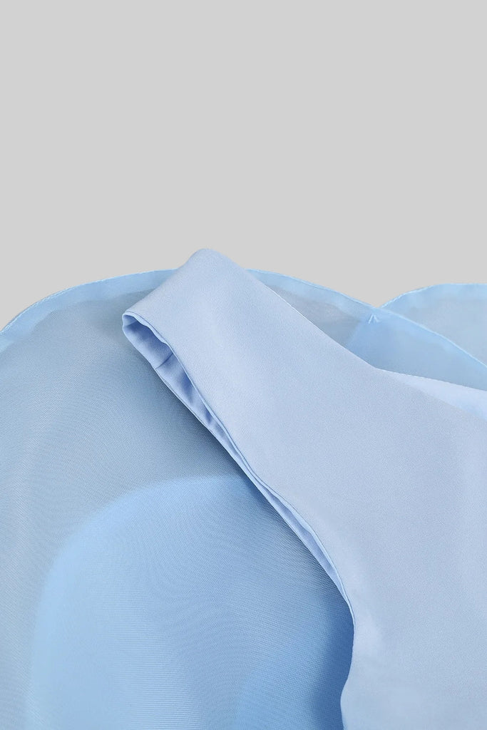 bonnie 3D Voluminous Organza Floral Mini Dress - Blue - Stylish blue dress for special occasions | Buy Online