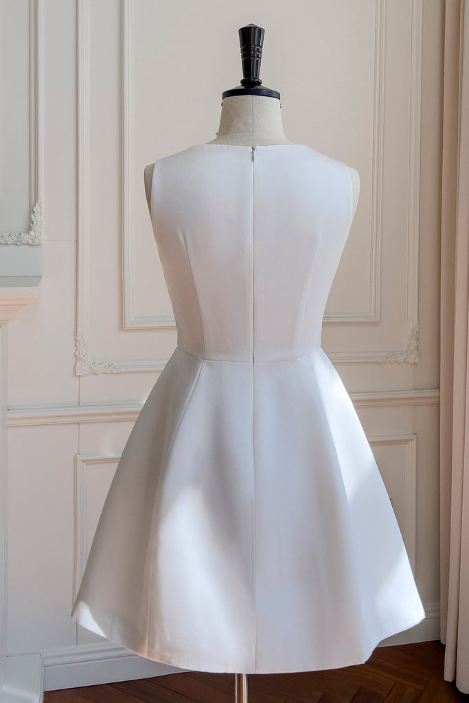Shop  white dress - Perfect for special occasions | salome BOW SATIN MINI DRESS IN WHITE