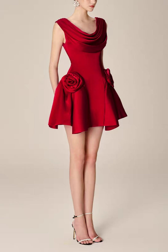 Shop  beautiful dress - Perfect for special occasions | 3d flower Pleated Sleeveless Mini Dress
