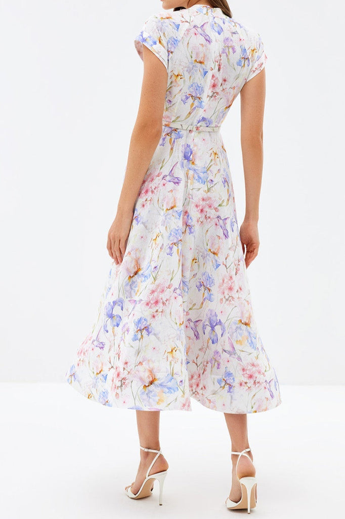 Stylish beautiful dress | multicolor floral print a-line midi dress - Ideal for special occasions