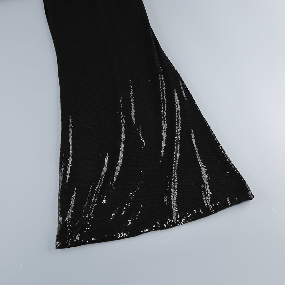 Stylish black dress | vivien off-shoulder sequin prom maxi dress in black - Ideal for special occasions