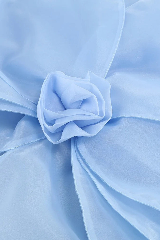 Stylish blue dress | bonnie 3D Voluminous Organza Floral Mini Dress - Blue - Ideal for special occasions