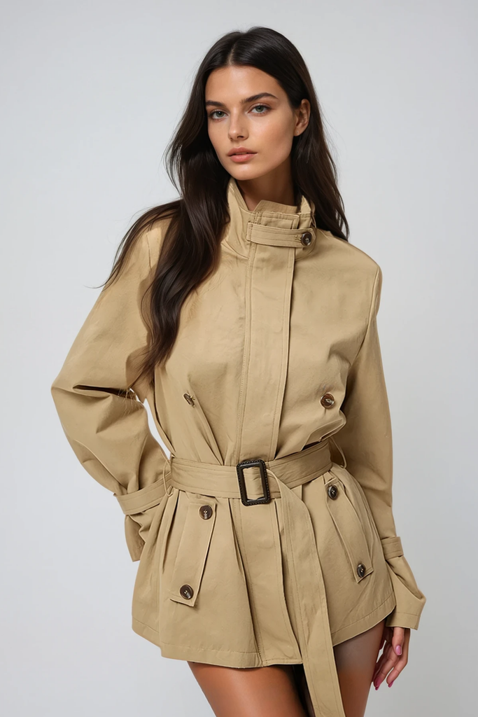 Shop  beautiful dress - Perfect for special occasions | Davide Shawl Trench Coat In Khaki
