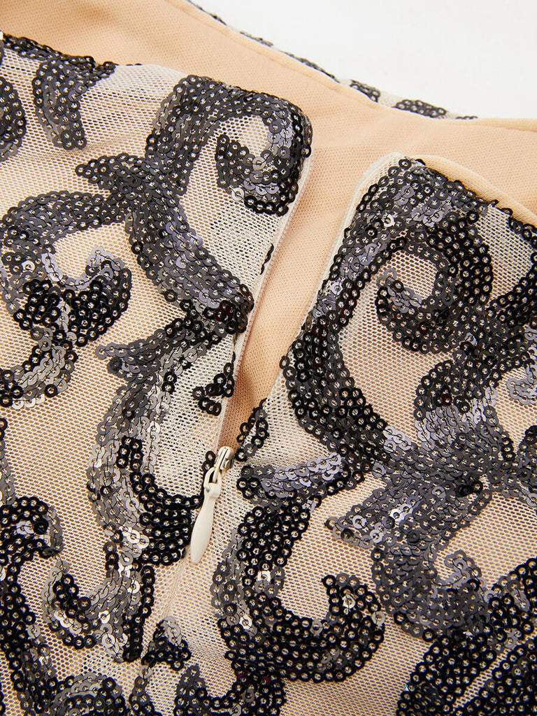 Stylish black dress | Spaghetti Black Split Maxi Sequin Dress - Ideal for special occasions