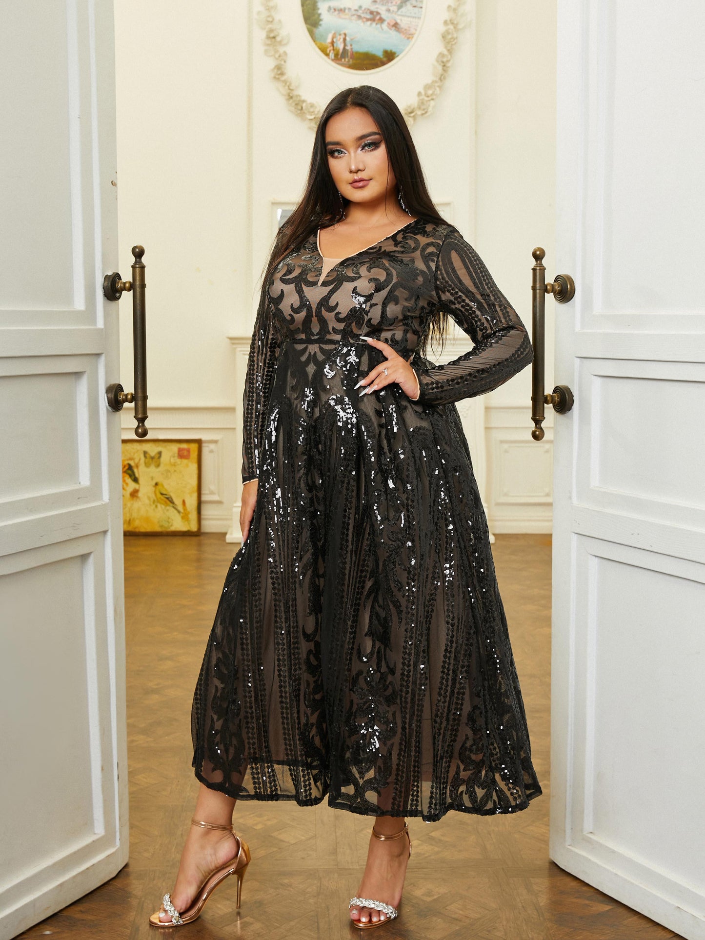 A-Line Tulle Black Midi Dress