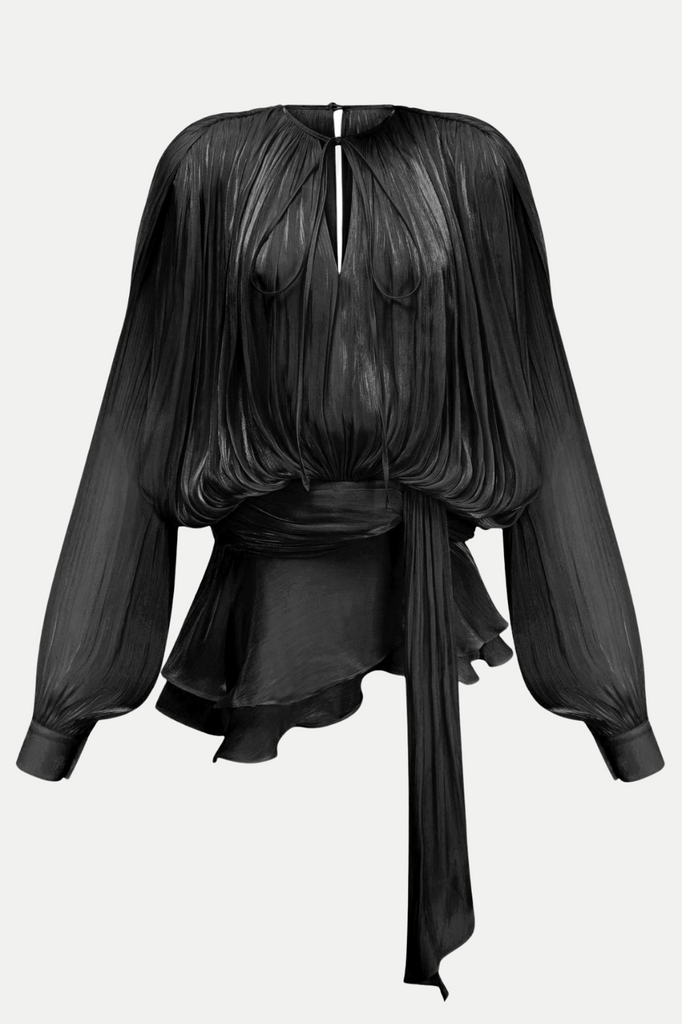 Shop  black dress - Perfect for special occasions | Anzay Pleated Ruffled Hem Mini Dress - Black