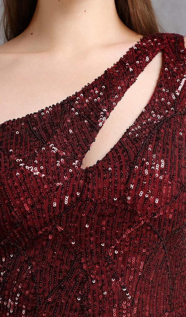 Stylish red dress | RED CUTOUT SEQUIN MAXI DRESS - Ideal for special occasions