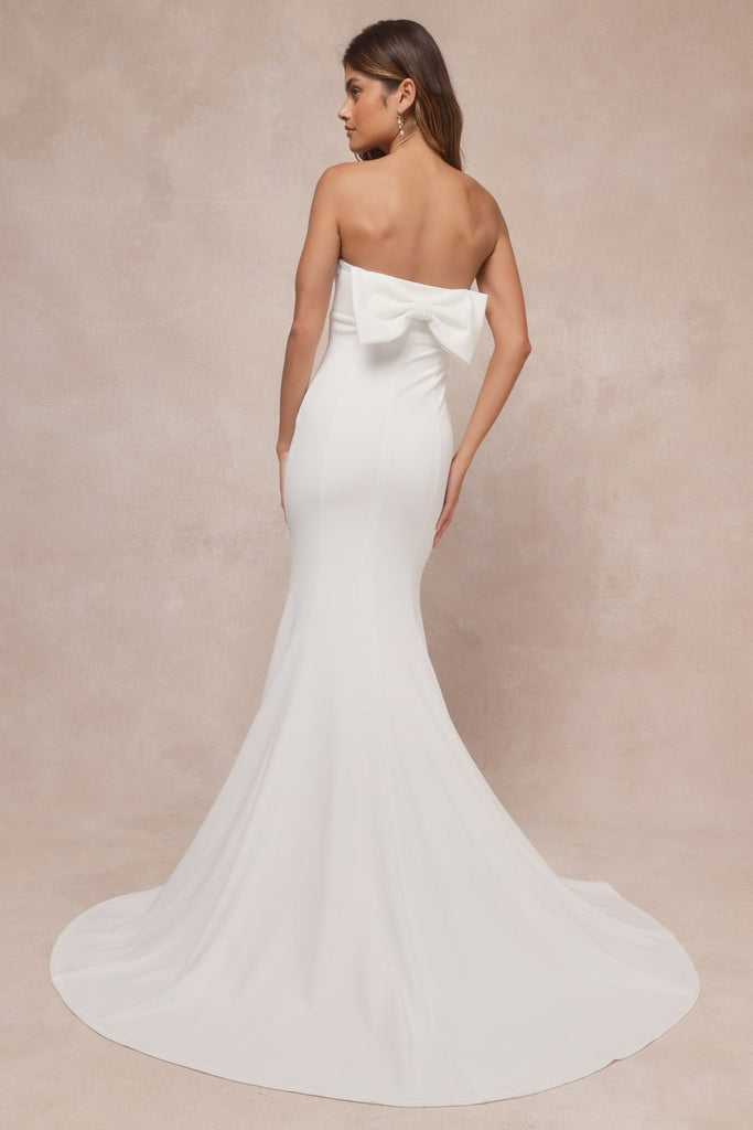 Shop  white dress - Perfect for special occasions | White Strapless Bow Mermaid Maxi Dress